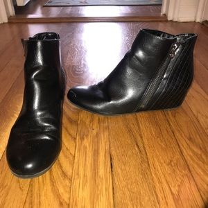 Black Wedge Ankle Booties, Women’s size 7.5
